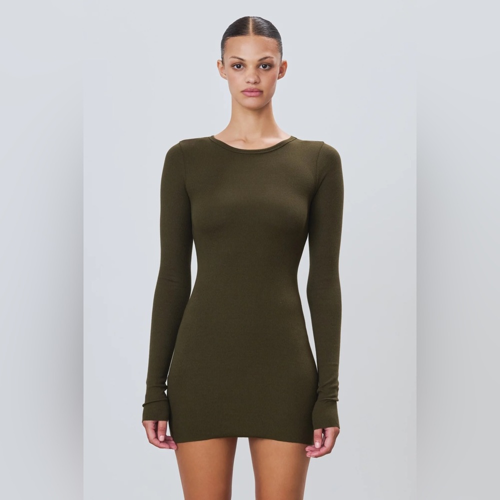 NWT moss green Eterne Long Sleeve Crewneck Maxi Dress in moss